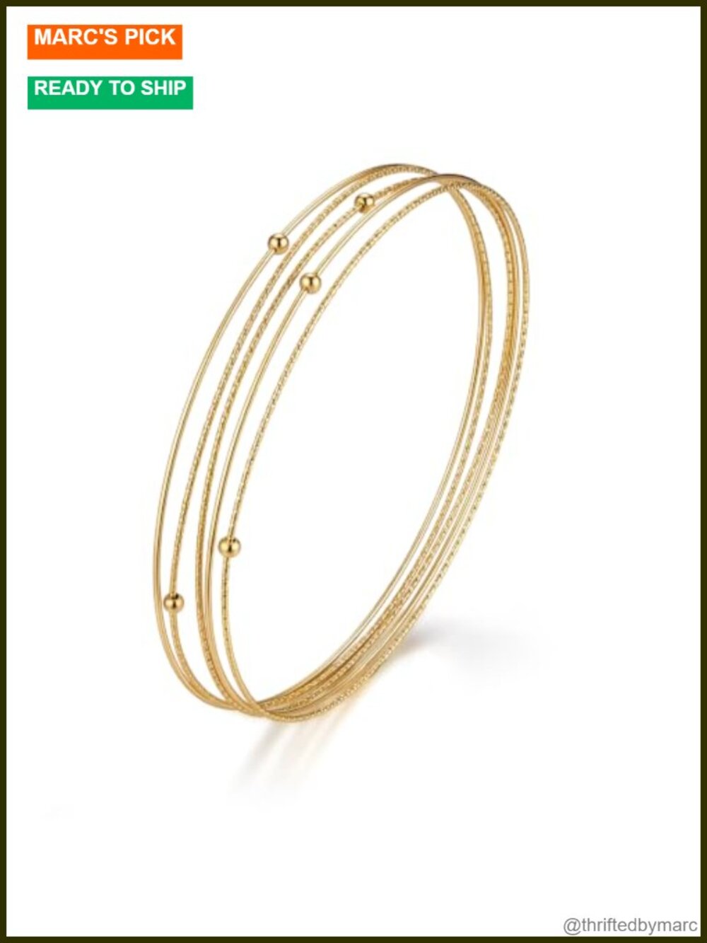 14K Gold Plated Bangle Bracelet Waterproof 7-10 Inch Hypoallergenic Gift
